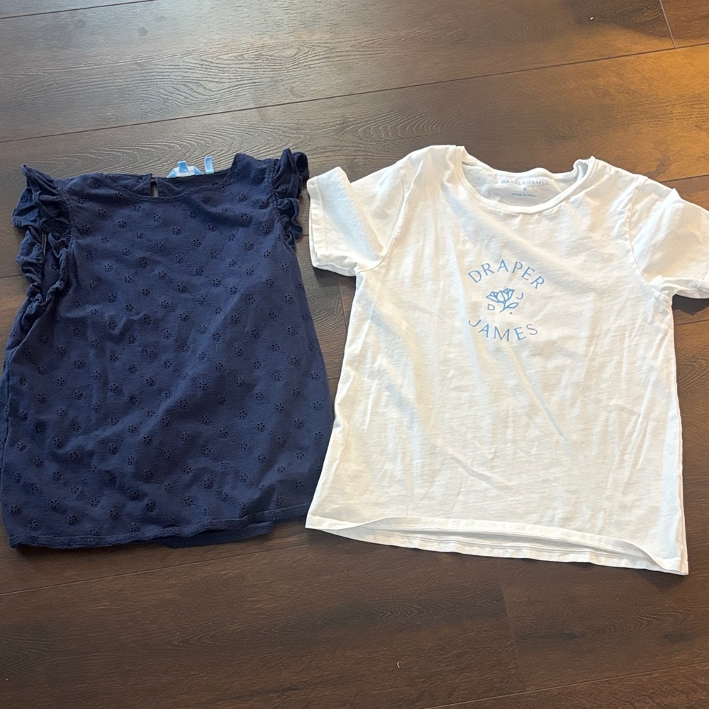 Draper James Navy Eyelet and White Logo Tees